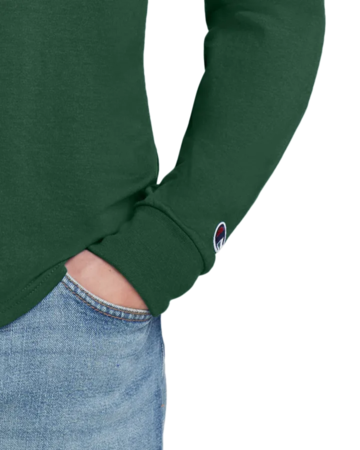 Closeup of a CC8C Champion Heritage 5.2-Oz. Jersey Long Sleeve Tee