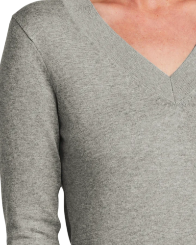 Closeup of a BB18401 Brooks Brothers® Women’s Cotton Stretch V-Neck Sweater
